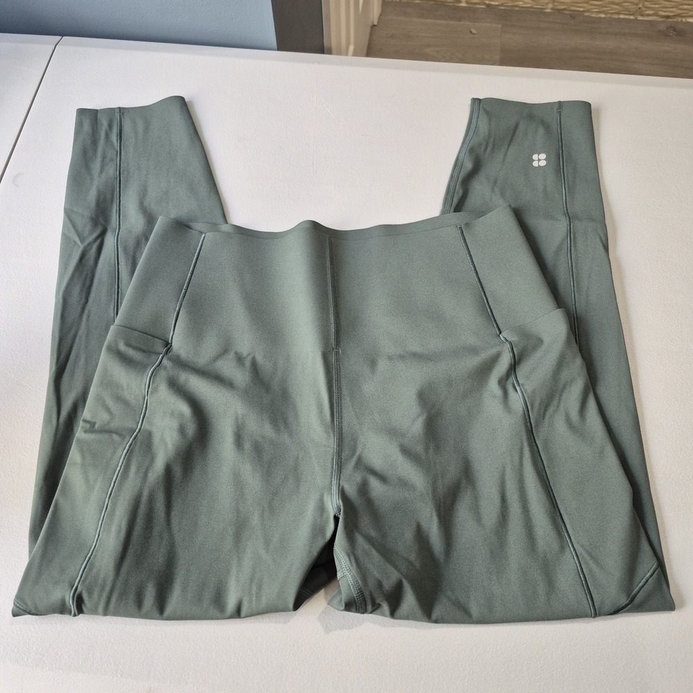 Sweaty Betty Leggings‎ Womens 10 US Large UK Green Power High Rise Crop Pockets